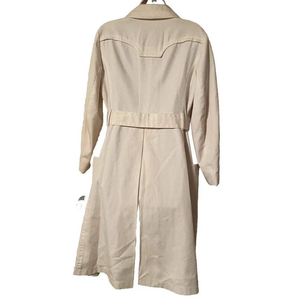 London Fog Off White Maincoat Trench Coat Faux Tortoise Buttons & Buckle - Picture 6 of 16